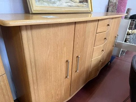 Mooie eiken dressoir en vitrinekaste, Huis en Inrichting, Ophalen, Zo goed als nieuw, Eikenhout, Met deur(en)