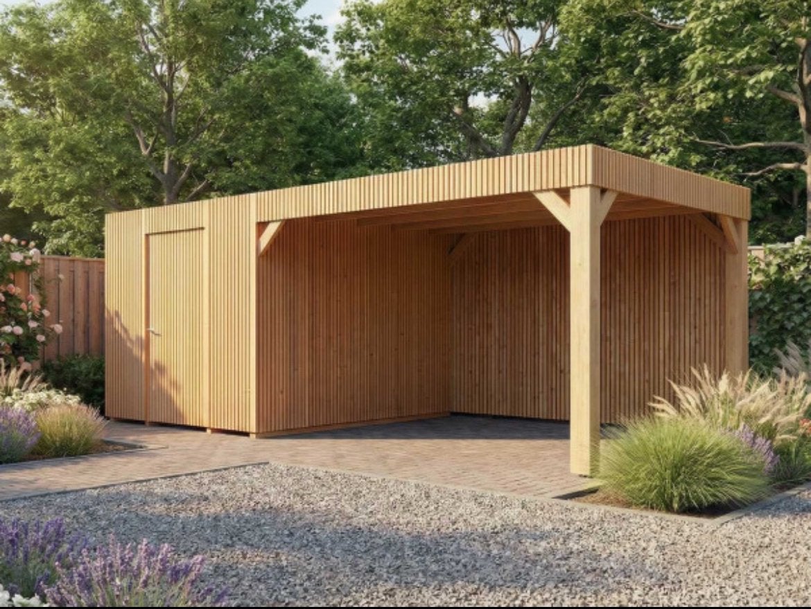 Tuinhuis-poolhouse 2m95 x 5m50 douglas hout, Jardin & Terrasse, Abris de jardin, Enlèvement, 500 cm ou plus, Abri de jardin, Neuf