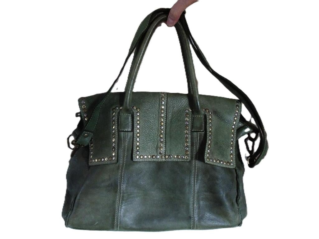 sac en cuir luxe ultra souple Italien bandoulière, Ophalen, Zo goed als nieuw, Groen, Leer