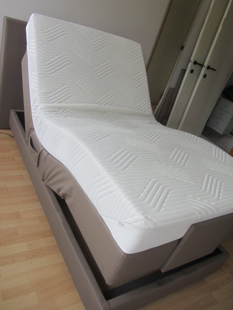 Electrisch Boxspringbed + Tempur matras, Ophalen, 200 cm, 100 cm