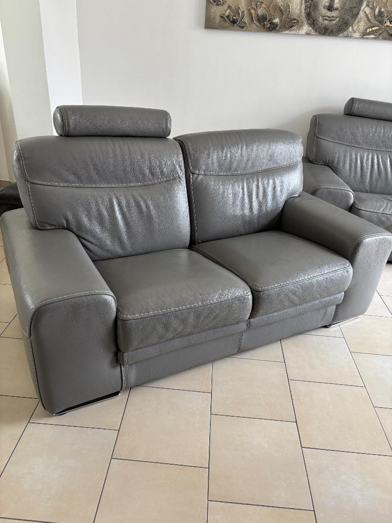 Ensemble de salon en cuir, Maison & Meubles, Canapés | Salons, Utilisé, Quatre personnes ou plus, 75 à 100 cm, Cuir, Enlèvement