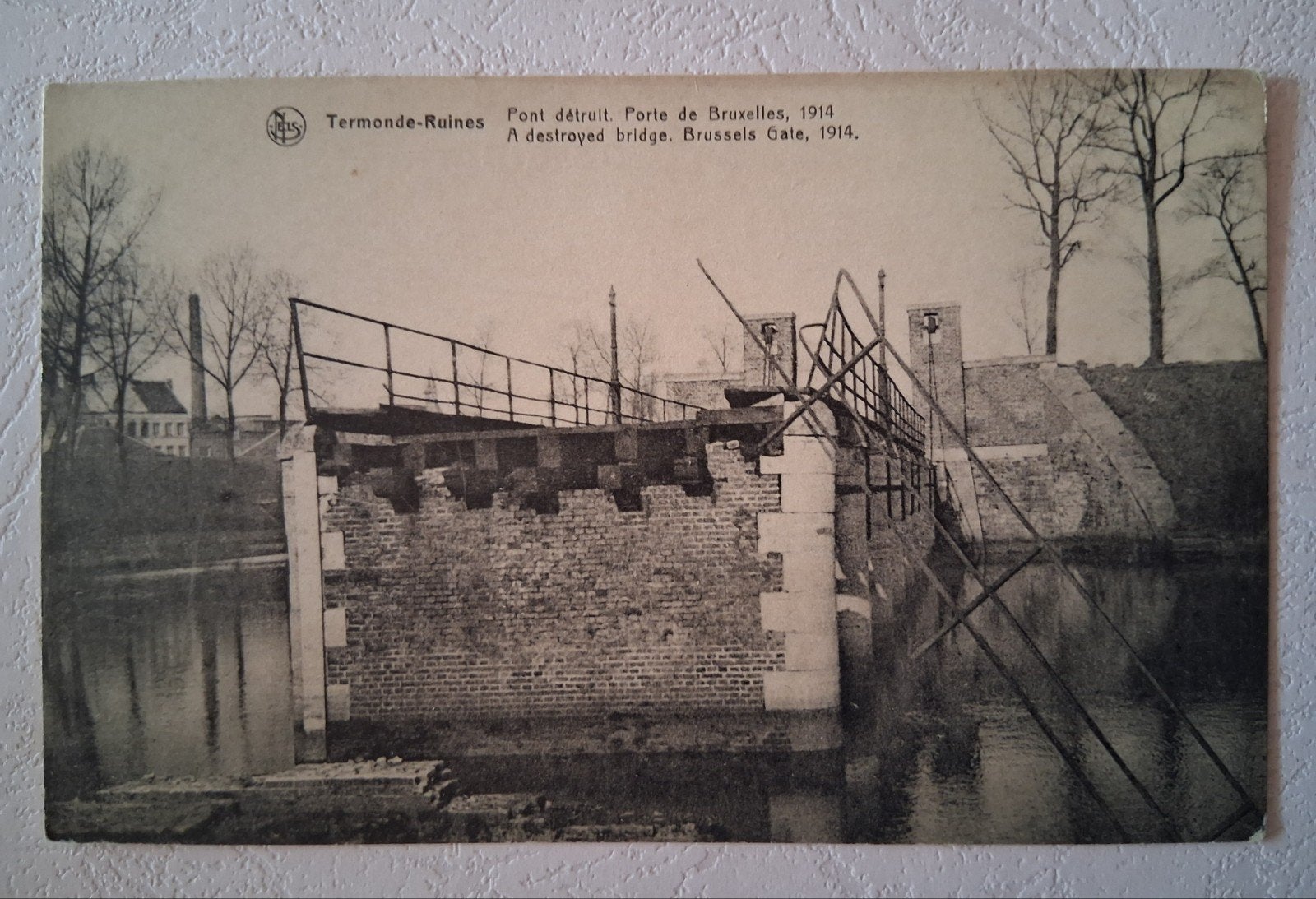 vintage Postkaart Ruiines Brug te Dendermonde, Verzamelen, Ophalen of Verzenden