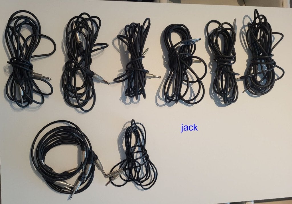 Set kabels (jack 6,3 en XLR), Muziek en Instrumenten, Kabels en Stekkers, Ophalen, Gebruikt