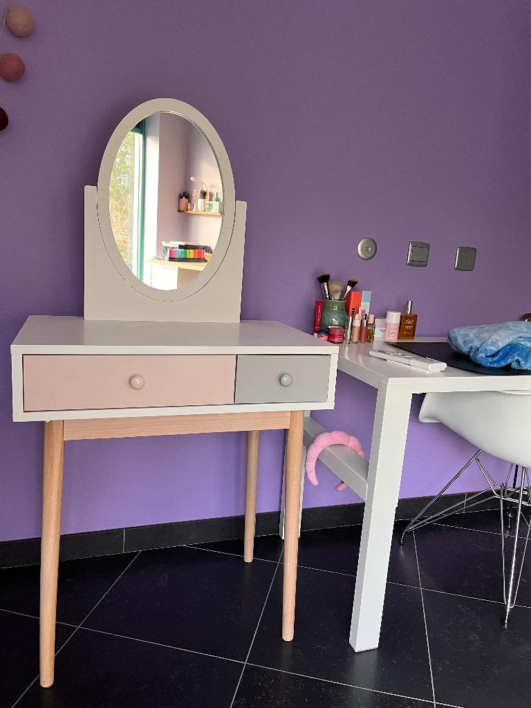Bureautje make-up tafel prinsessentafel spiegel, Huis en Inrichting, Tafels | Sidetables, Zo goed als nieuw, 50 tot 75 cm, 100 tot 150 cm
