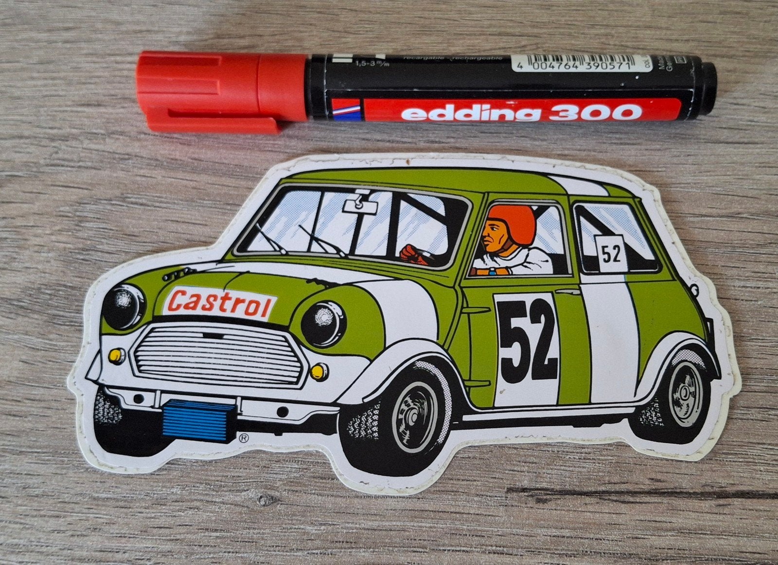 Vintage fun sticker autorally team Mini Cooper Castrol, Verzamelen, Ophalen of Verzenden, Zo goed als nieuw, Auto of Motor