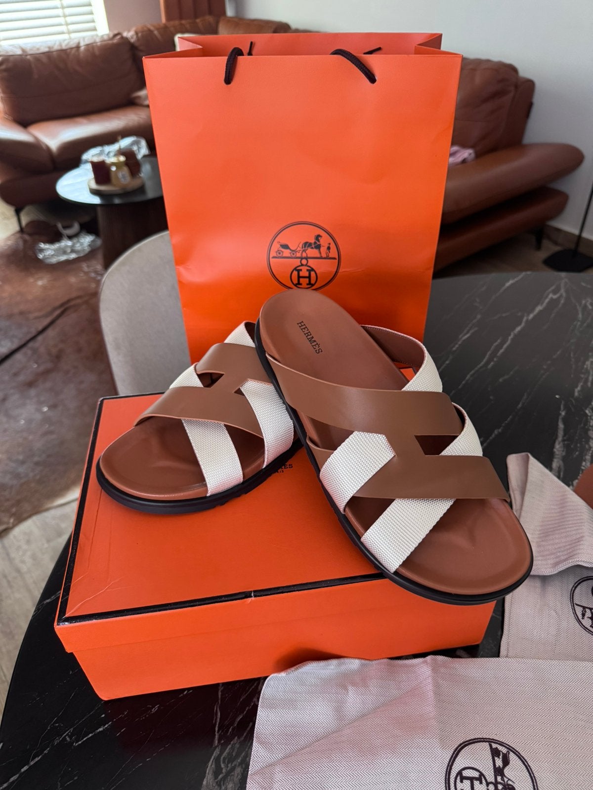 Sandal Hermes Kazimir, Vêtements | Hommes, Chaussures, Neuf, Enlèvement ou Envoi, Brun, Sandales