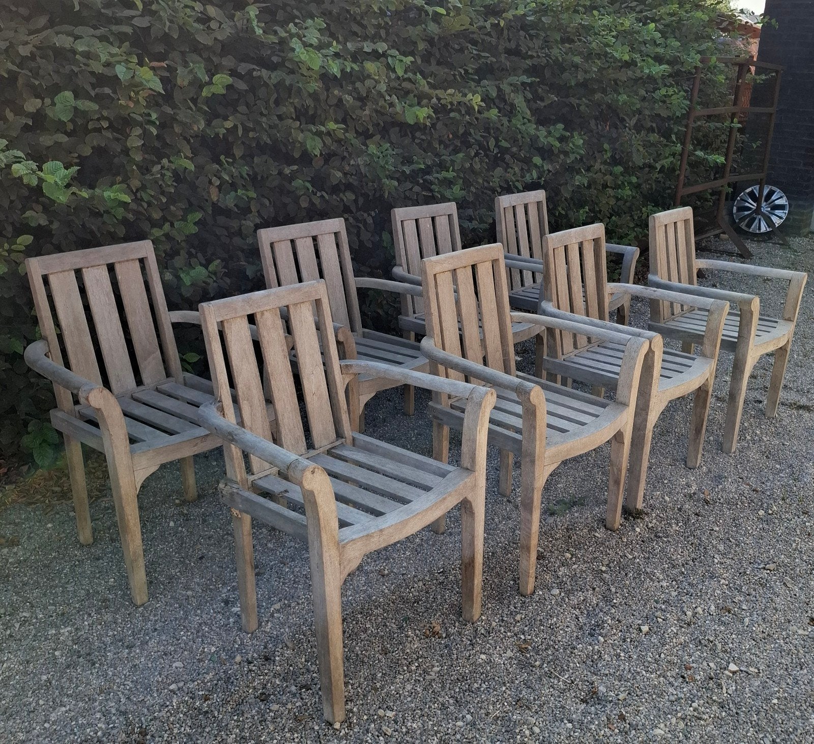 8 houten tuinstoelen,  60 euro voor de 8., Enlèvement