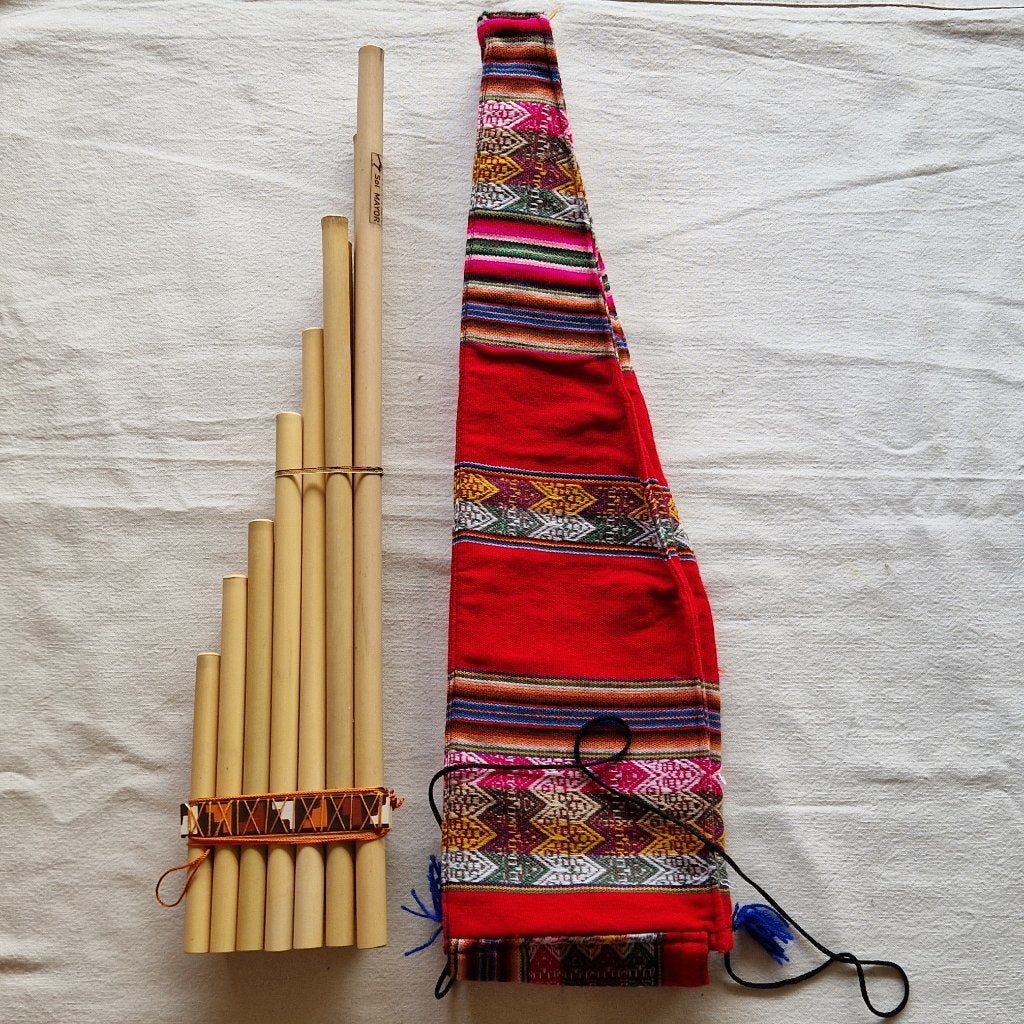 Grande flûte à pan du Pérou - Avec housse traditionnelle, Envoi, Neuf