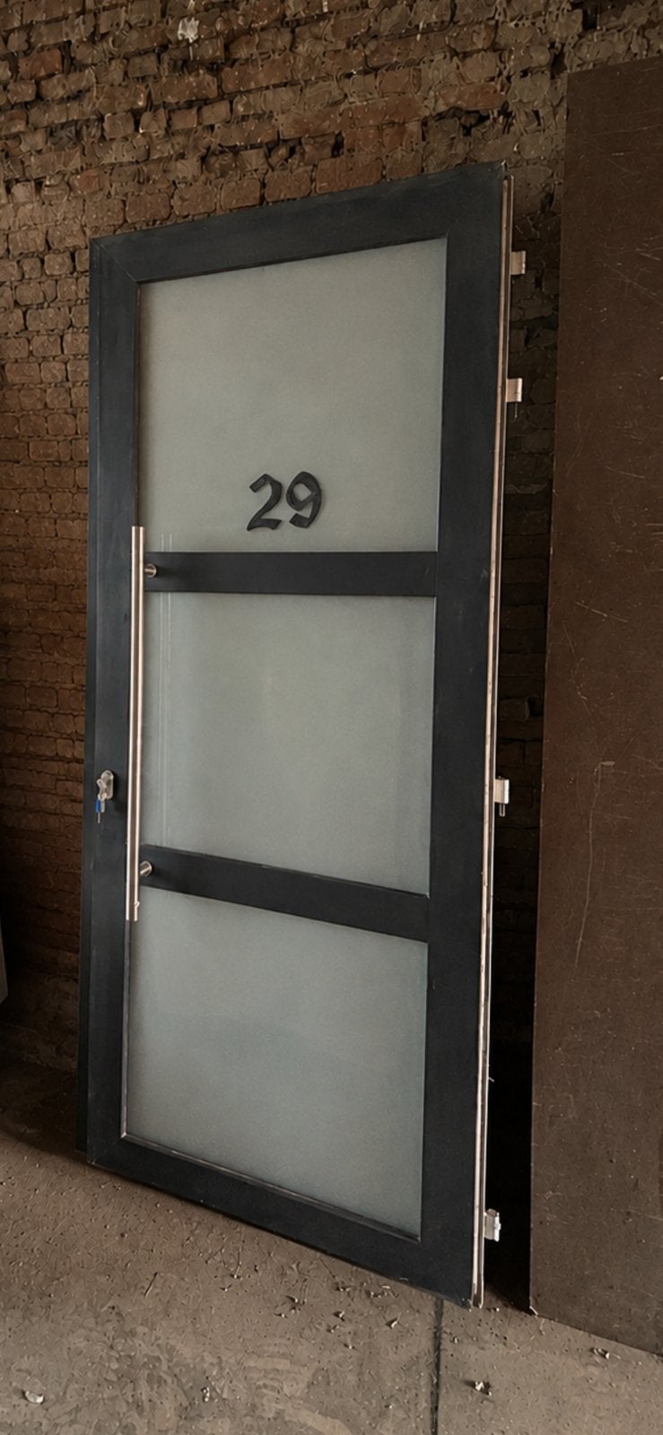 Aluminium voordeur met kader (bovenglas), Ophalen, Gebruikt, Buitendeur