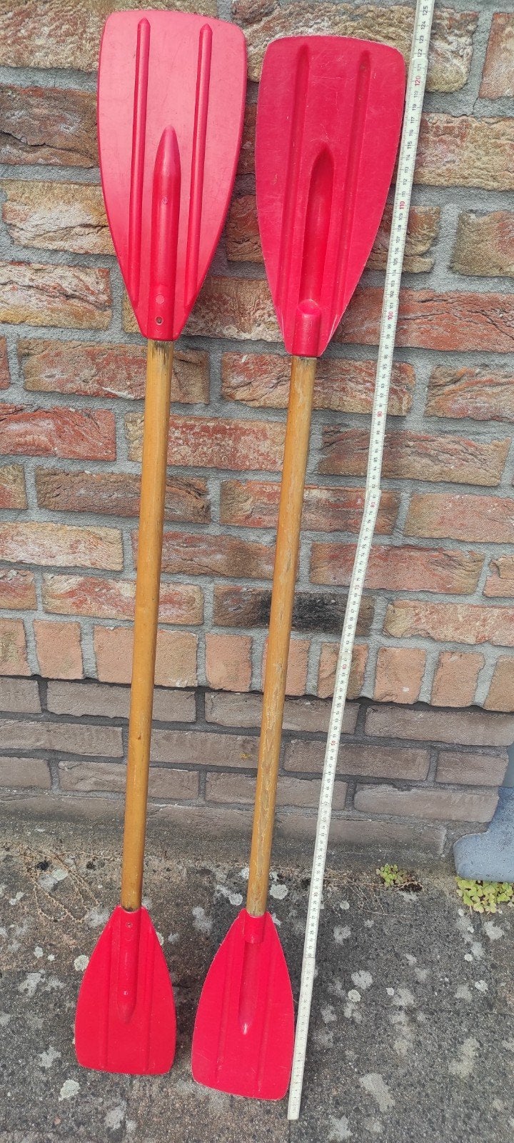 Set van twee houten roeispanen met kunststof bladen,123 cm, Watersport en Boten, Ophalen