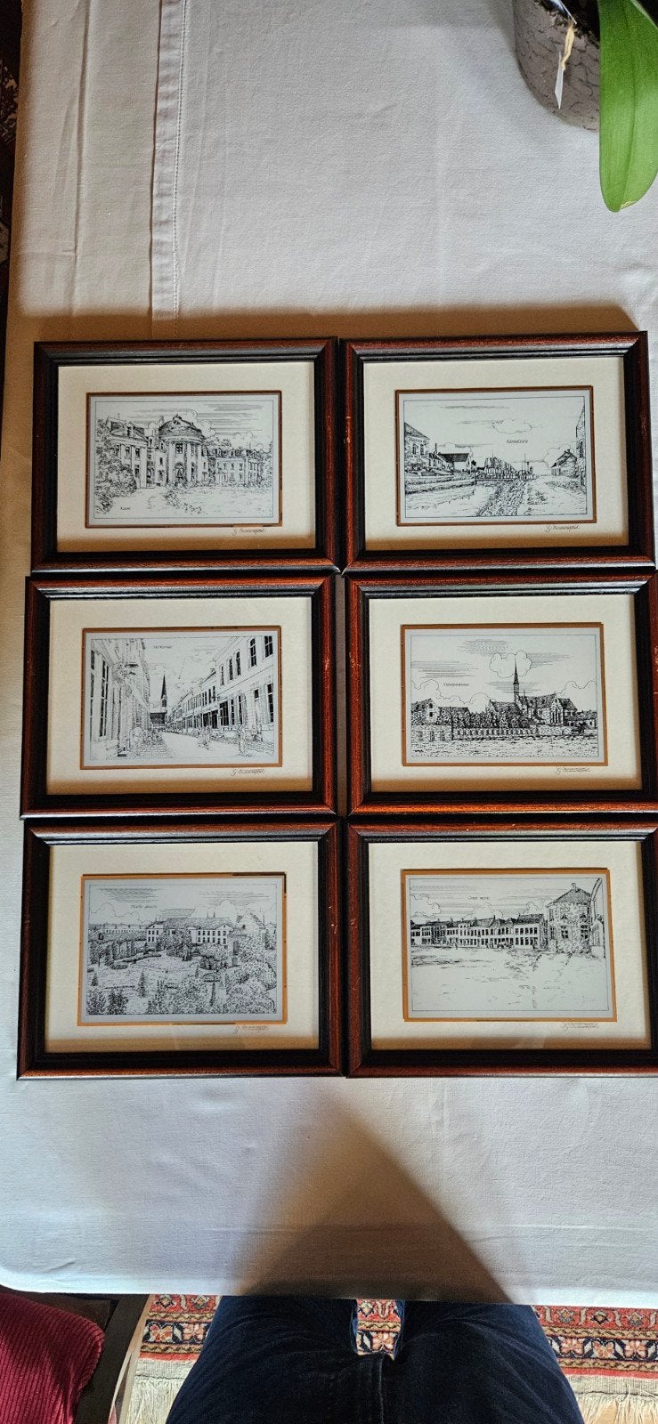 serie van 6  kaders van Izegem, Antiek en Kunst, Ophalen of Verzenden