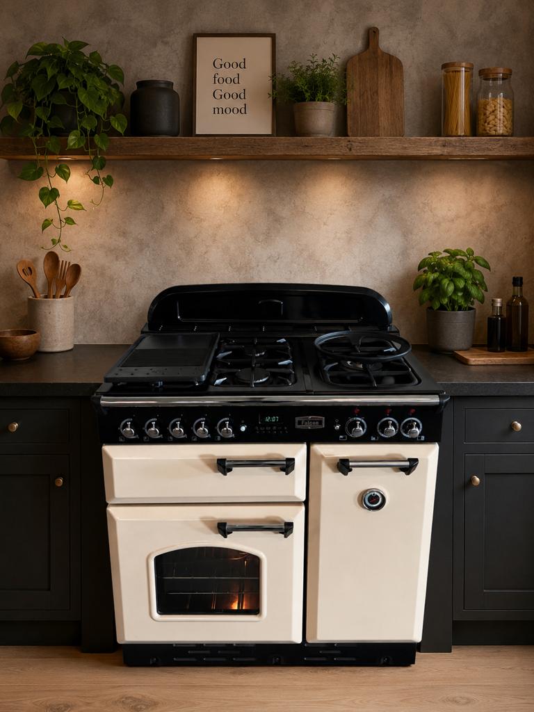 Luxe Falcon fornuis creme kleurig - 90 cm, Ophalen