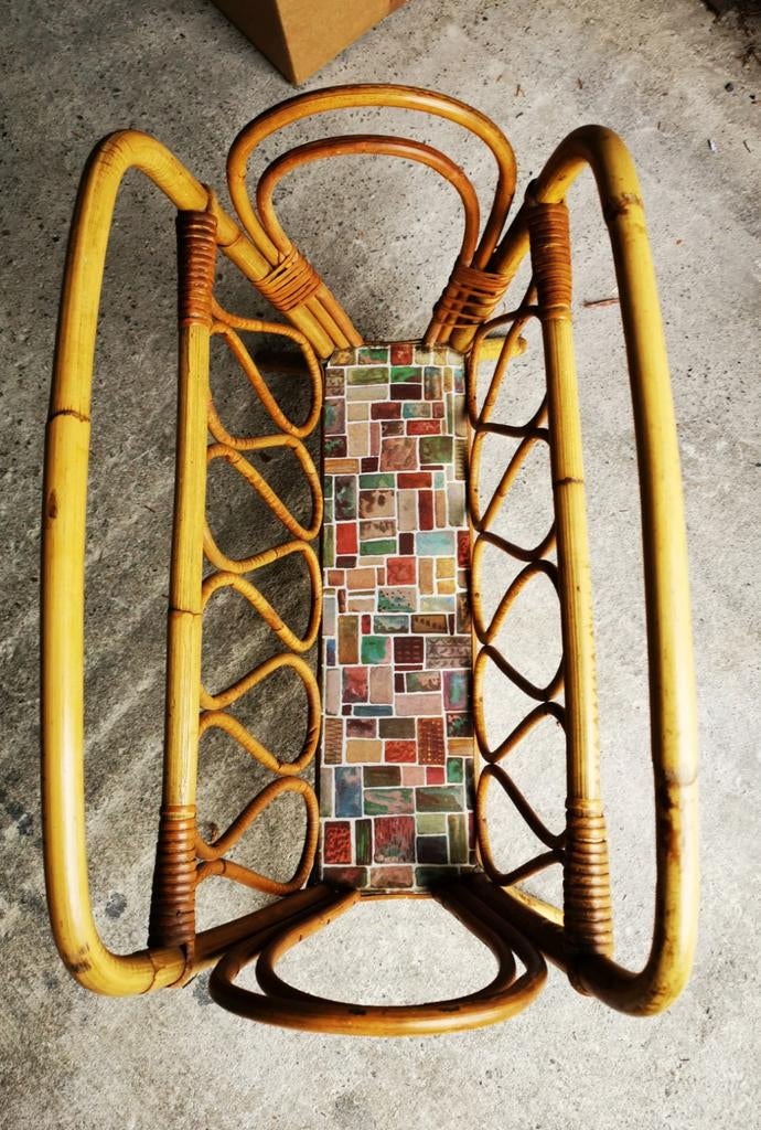 Retro vintage 70's bamboo/rotan  krant of lectuurbak, Huis en Inrichting, Ophalen of Verzenden, Gebruikt