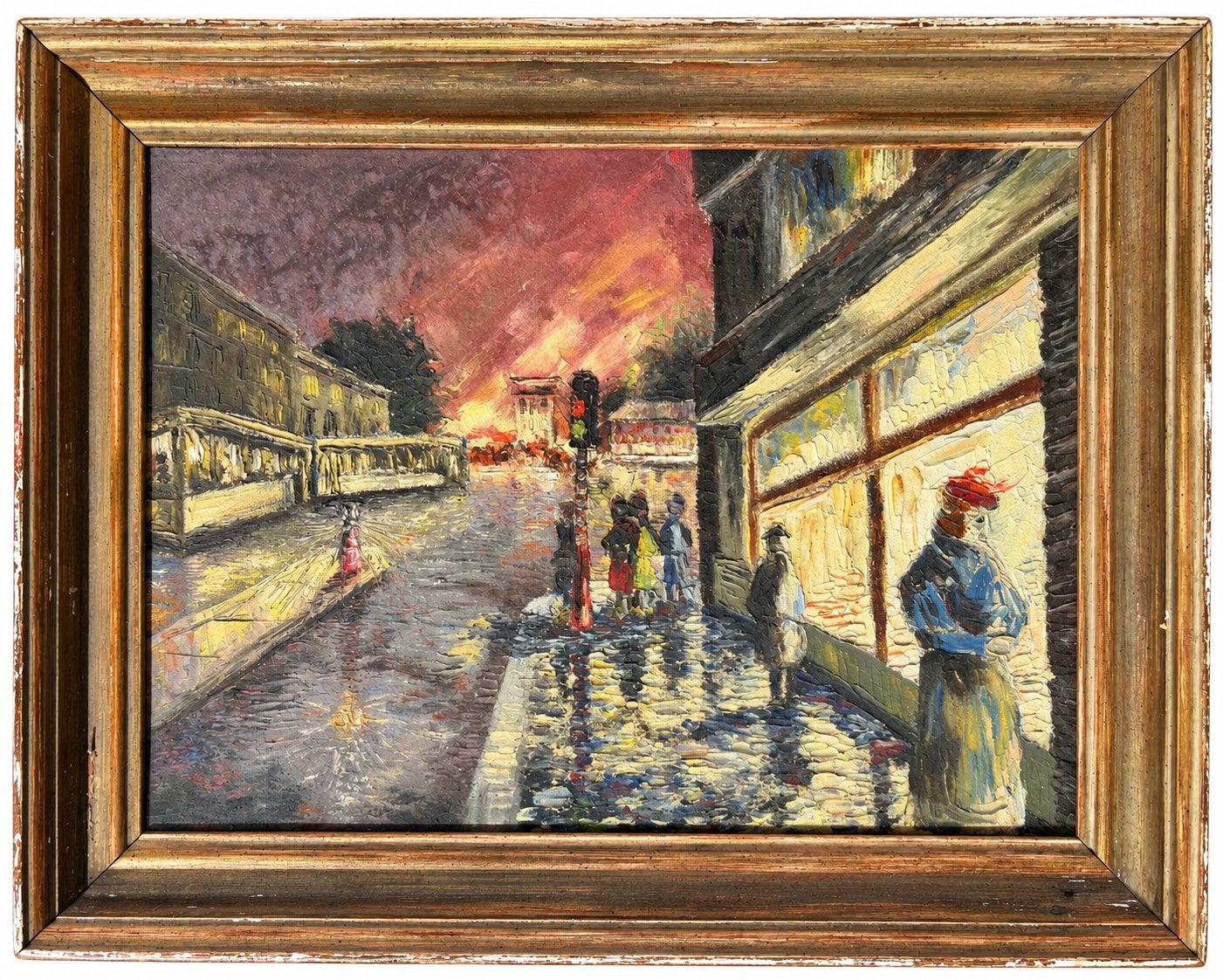 La rue de Bruxelles — peinture à l'huile impressionniste, Antiquités & Art, Peinture à l'huile, Enlèvement, Toile, Impressionniste