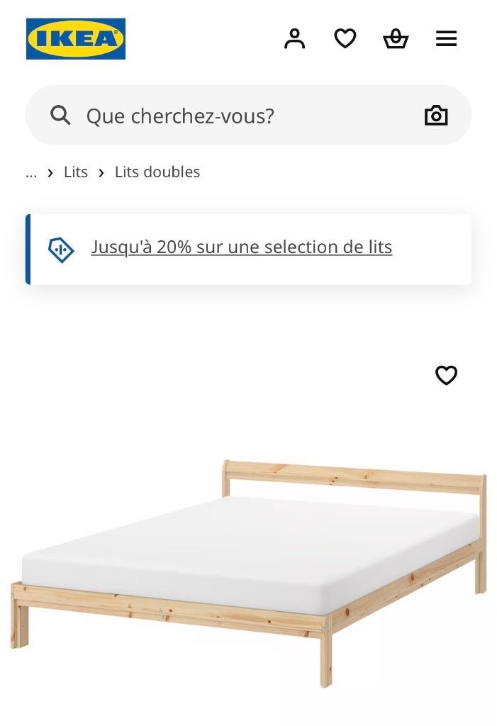 Lit double ikea avec matelas, Beige, Enlèvement, 200 cm, Bois