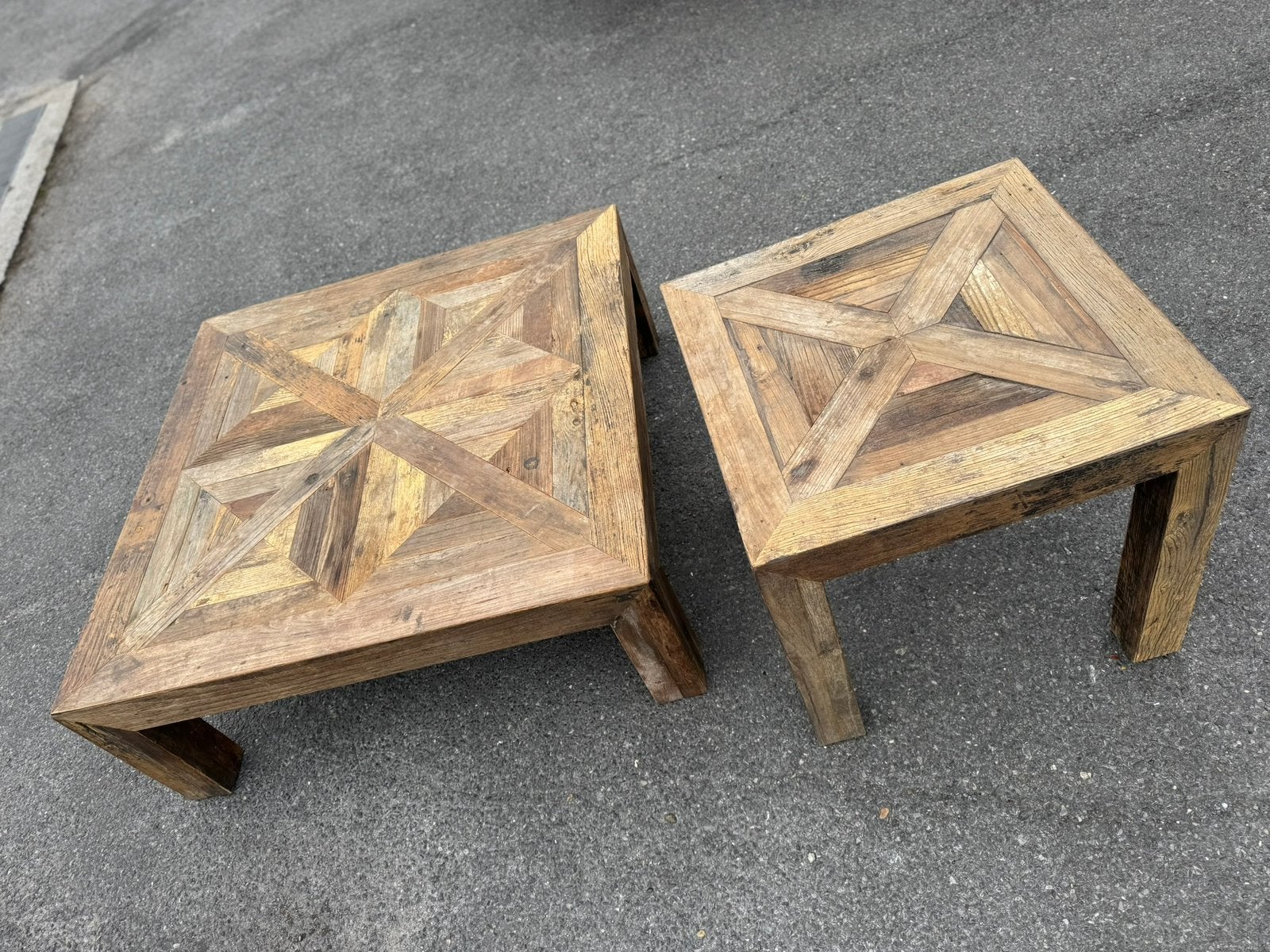 Salontafel massief Olm + bijzettafel, Enlèvement, Comme neuf