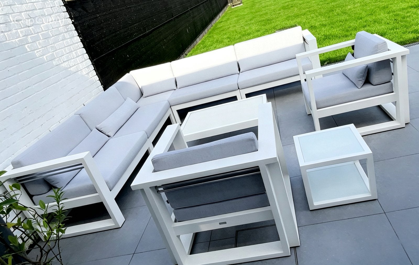 Loungeset Manutti, Tuin en Terras, Ophalen, Meer dan 8 zitplaatsen, Aluminium, Zo goed als nieuw