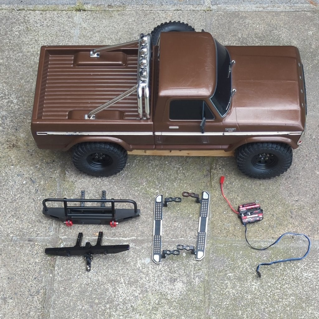 Traxxas TRX-4 Ford F-150 kap + beadlocks, alu bumpers, LEDs, Ophalen of Verzenden, Gebruikt, Schaal 1:10, Onderdeel