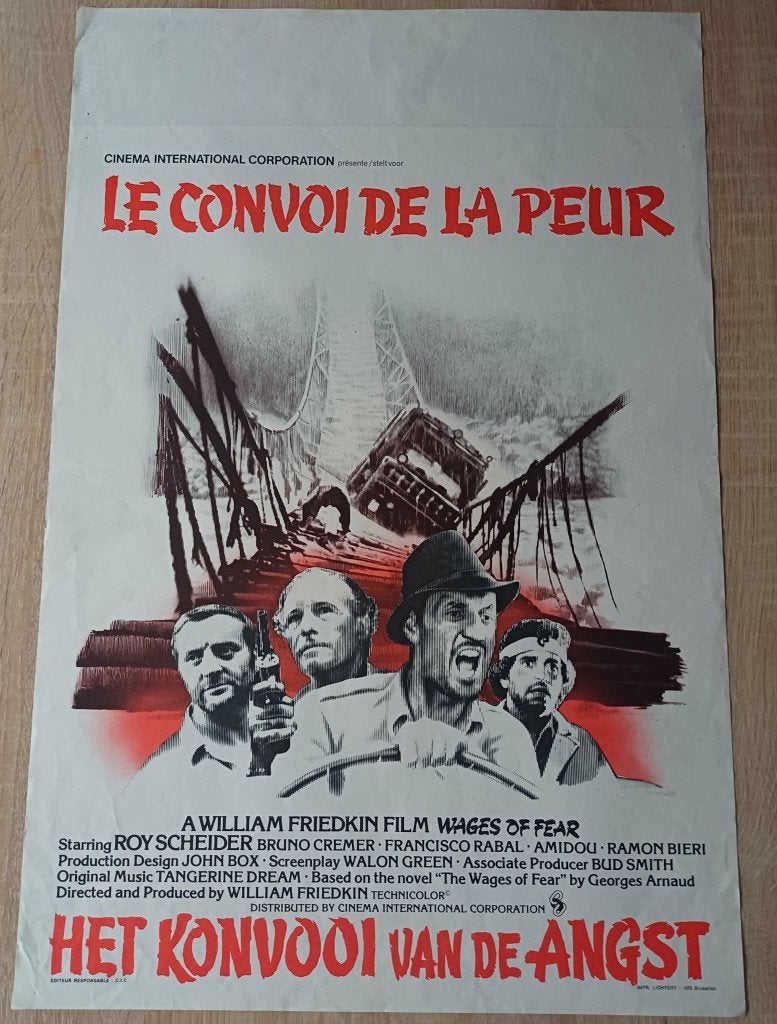 Affiche du film belge « Les salaires de la peur », Enlèvement ou Envoi, Rectangulaire vertical, A1 jusqu'à A3, Comme neuf