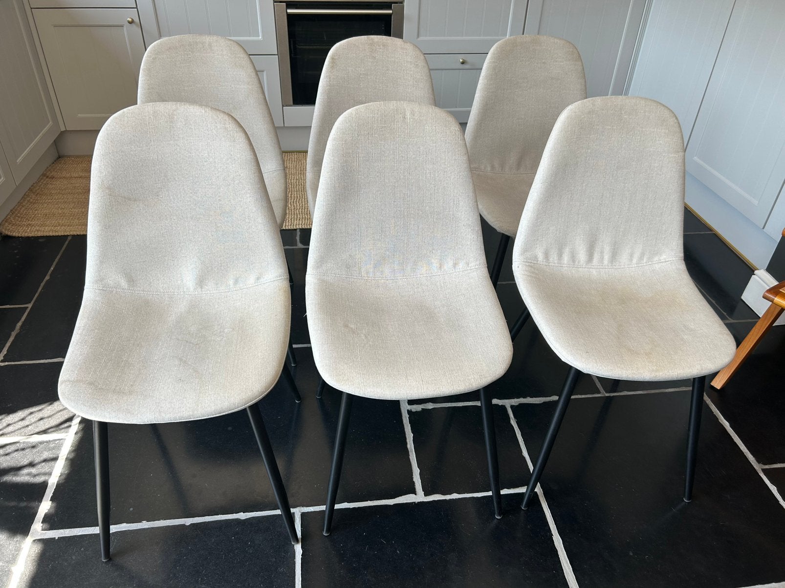 Juntoo 6x grijze eetkamerstoelen, Maison & Meubles, Chaises, Gris, Enlèvement, Tissus, Cinq, Six Chaises ou plus