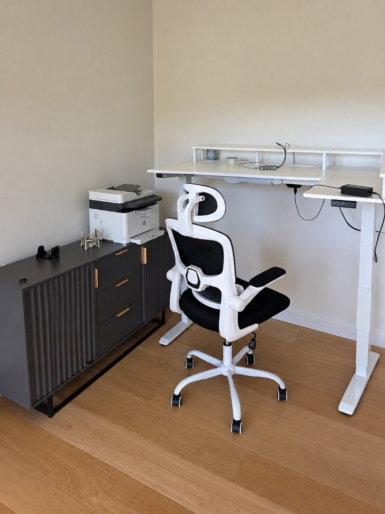 Electric Raising Desk & Chair, Ophalen, Gebruikt, Wit