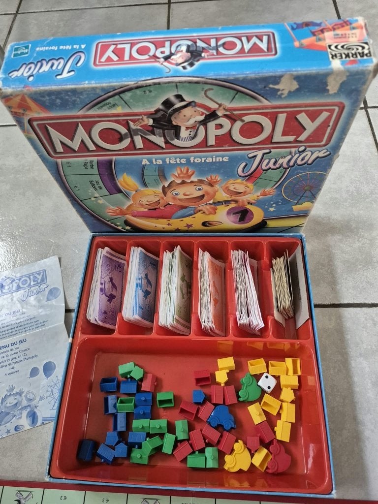 vintage monopoly junior, Enlèvement, Utilisé, Parker
