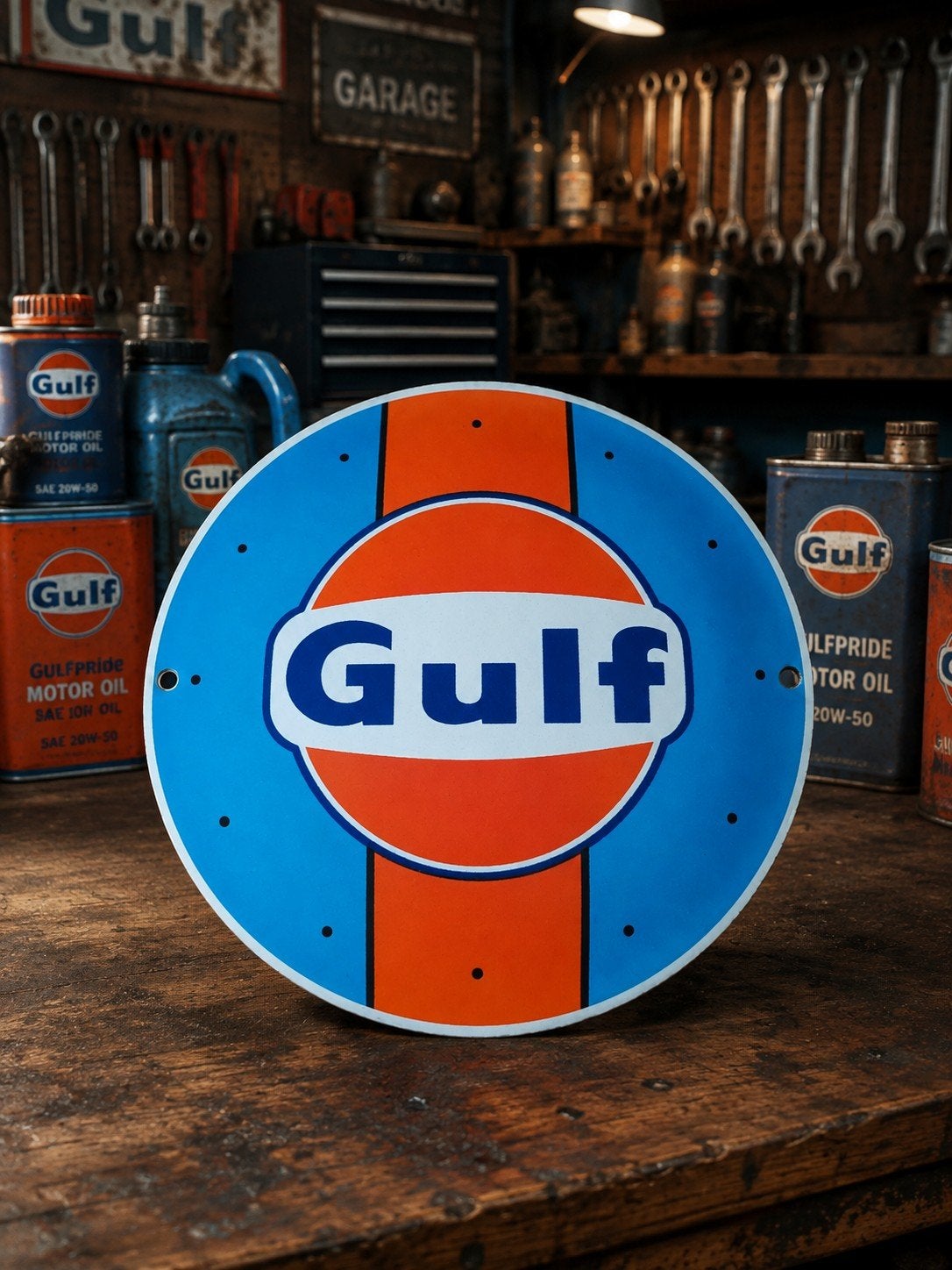 Glazuurplaat Gulf, Ophalen of Verzenden, Zo goed als nieuw, Reclamebord