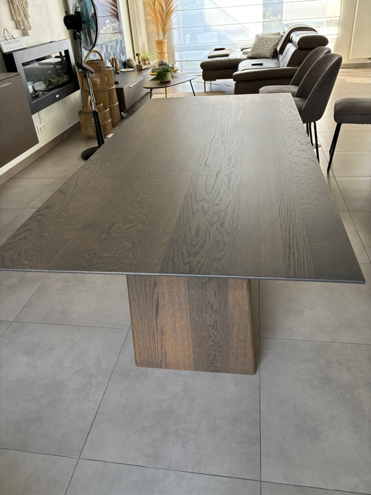 Tafel in top fineer smoke eik l 190/b 90, Huis en Inrichting, Tafels | Eettafels, Ophalen