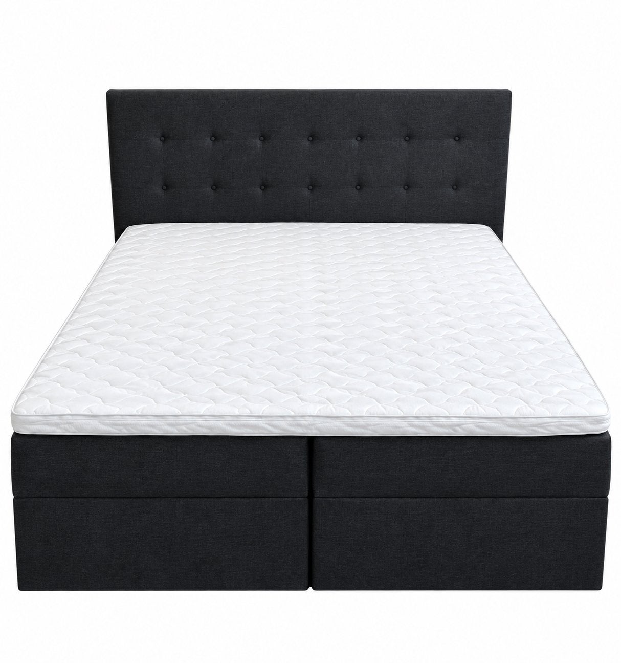 Lit double 160x200 avec tête de lit et matelas, Maison & Meubles, Gris, Tissu, Comme neuf, Enlèvement