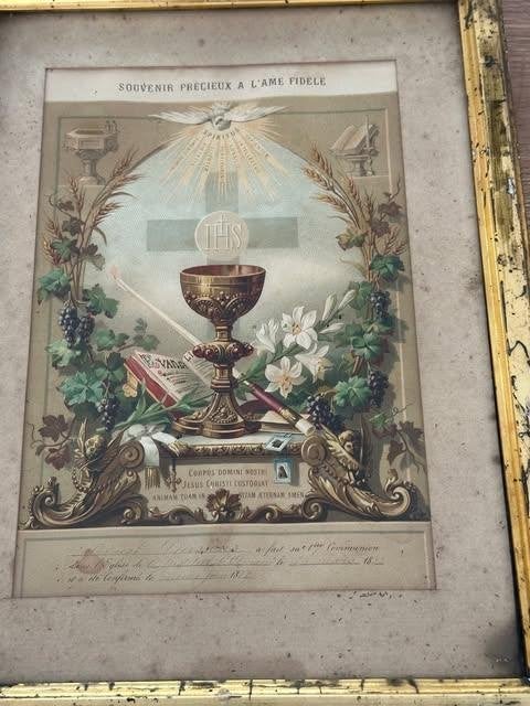 cadre ancien souvenir précieux a l'ame fidèle, Enlèvement ou Envoi, Utilisé, Autres types, Christianisme | Catholique