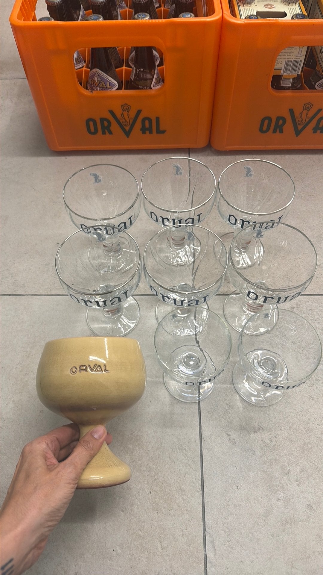 Orval glazen 8 stuks en 1 kruik, Ophalen, Zo goed als nieuw