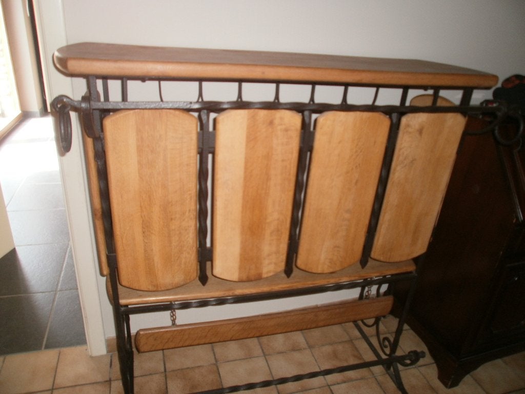 Zware eiken bar bestaande uit toog en rek, Ophalen, Zo goed als nieuw, Inclusief barstoelen