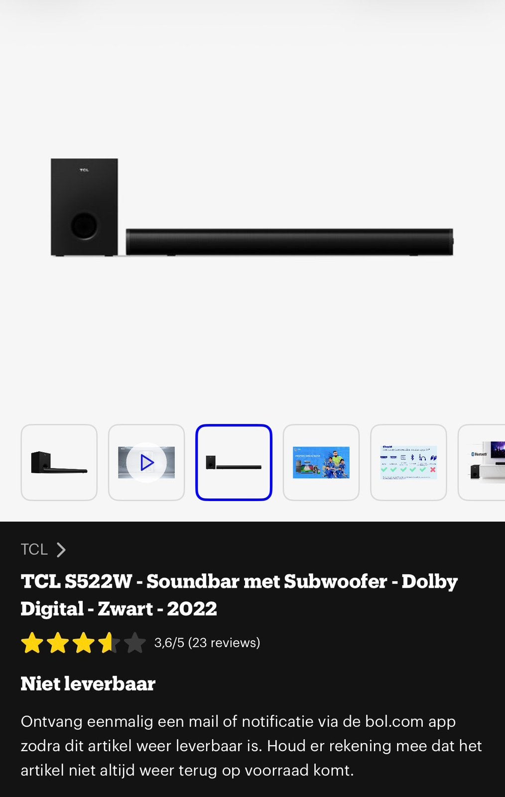 Soundbar met subwoofer, Ophalen, Bluetooth, Nieuw