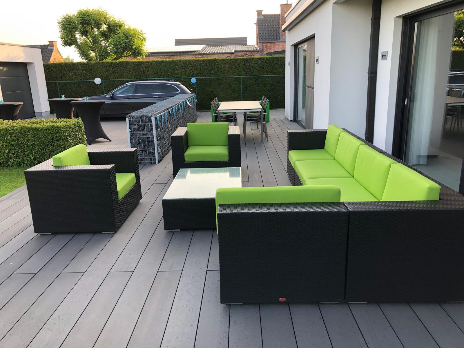Grote loungeset inclusief sunbrella kussens., Ophalen, Zo goed als nieuw
