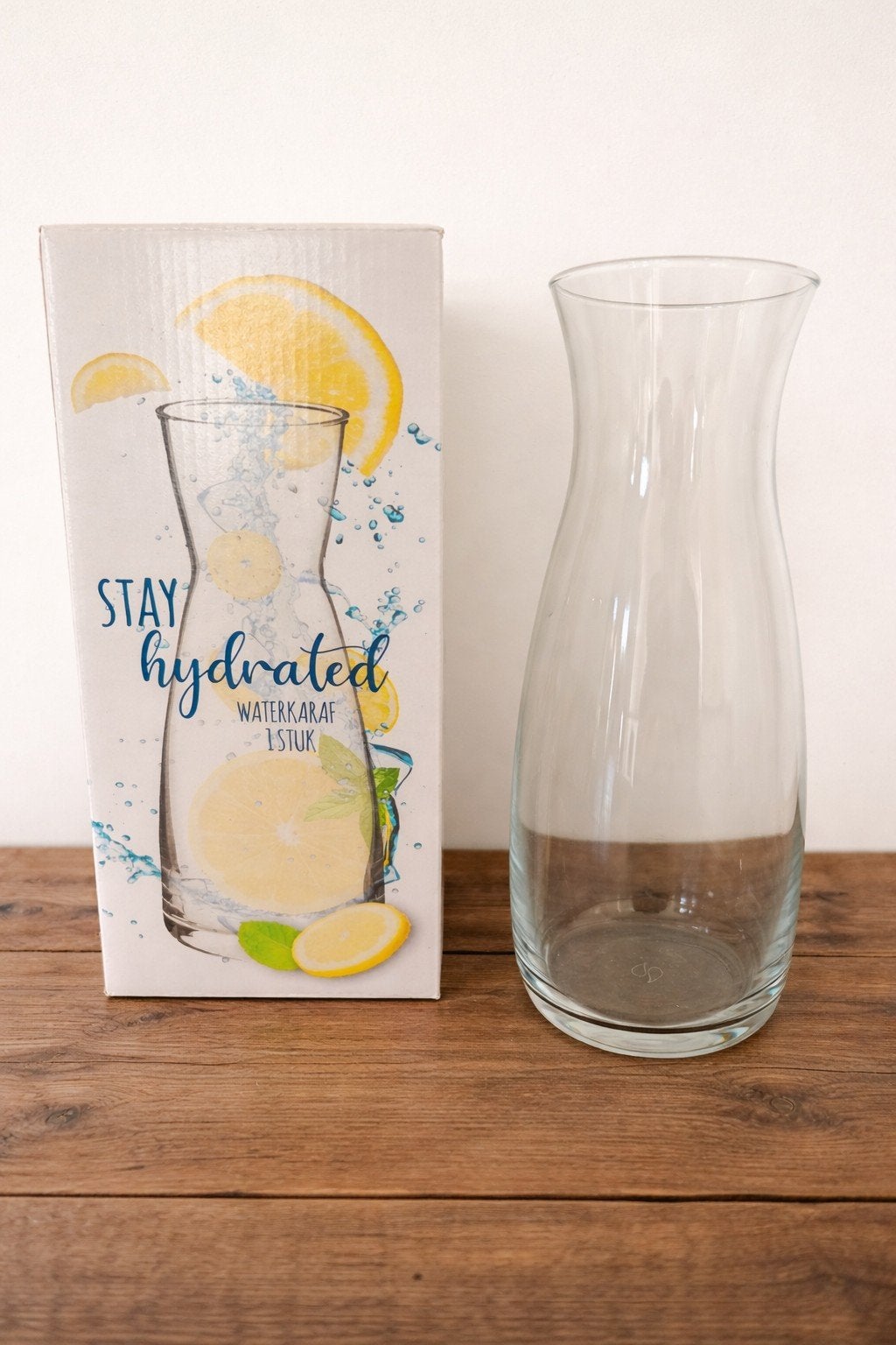 Nieuwe glazen waterkan / karaf (in originele doos), Ophalen