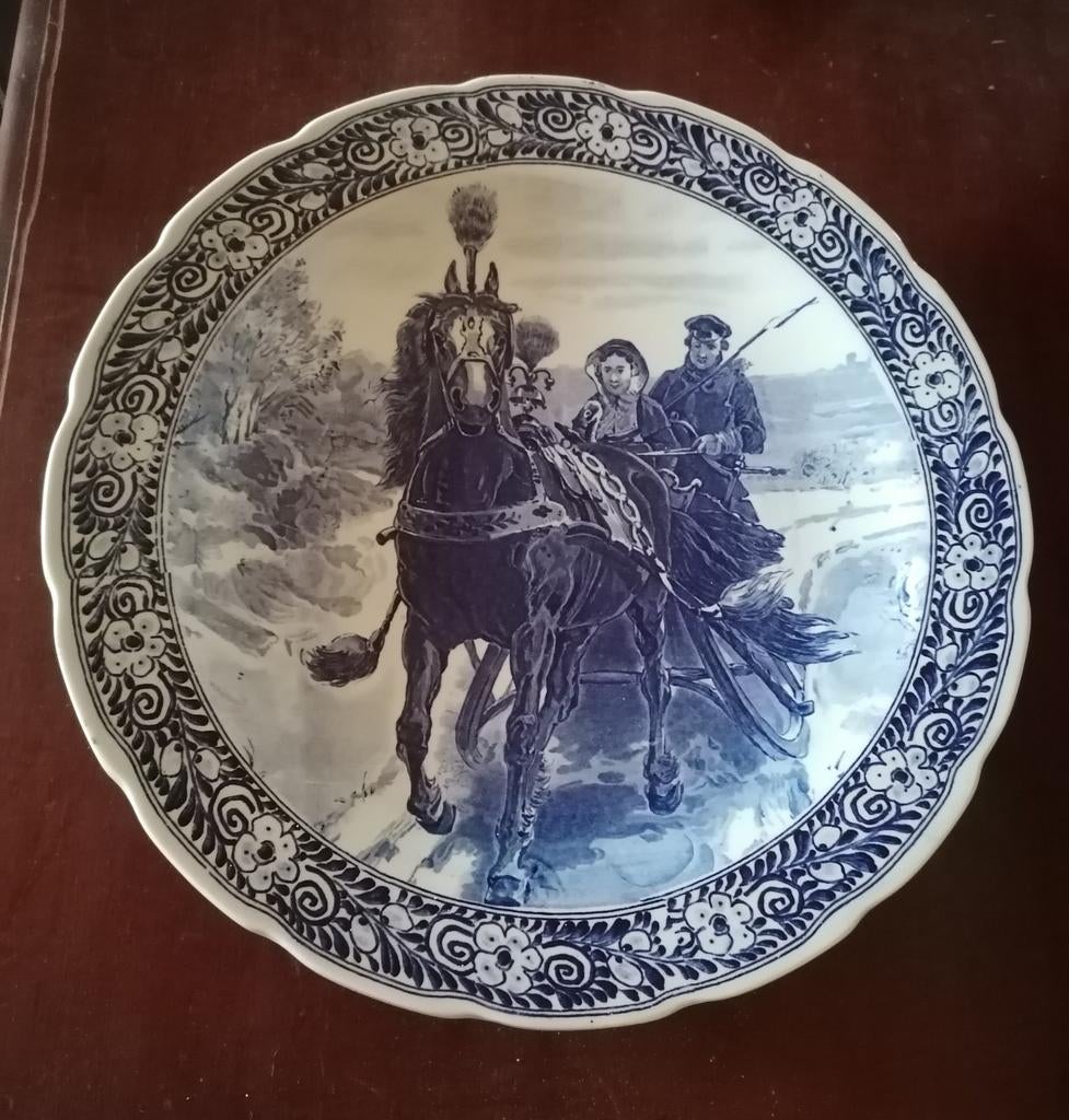 Delfts blauw borden - 'thema paard & kar', Ophalen