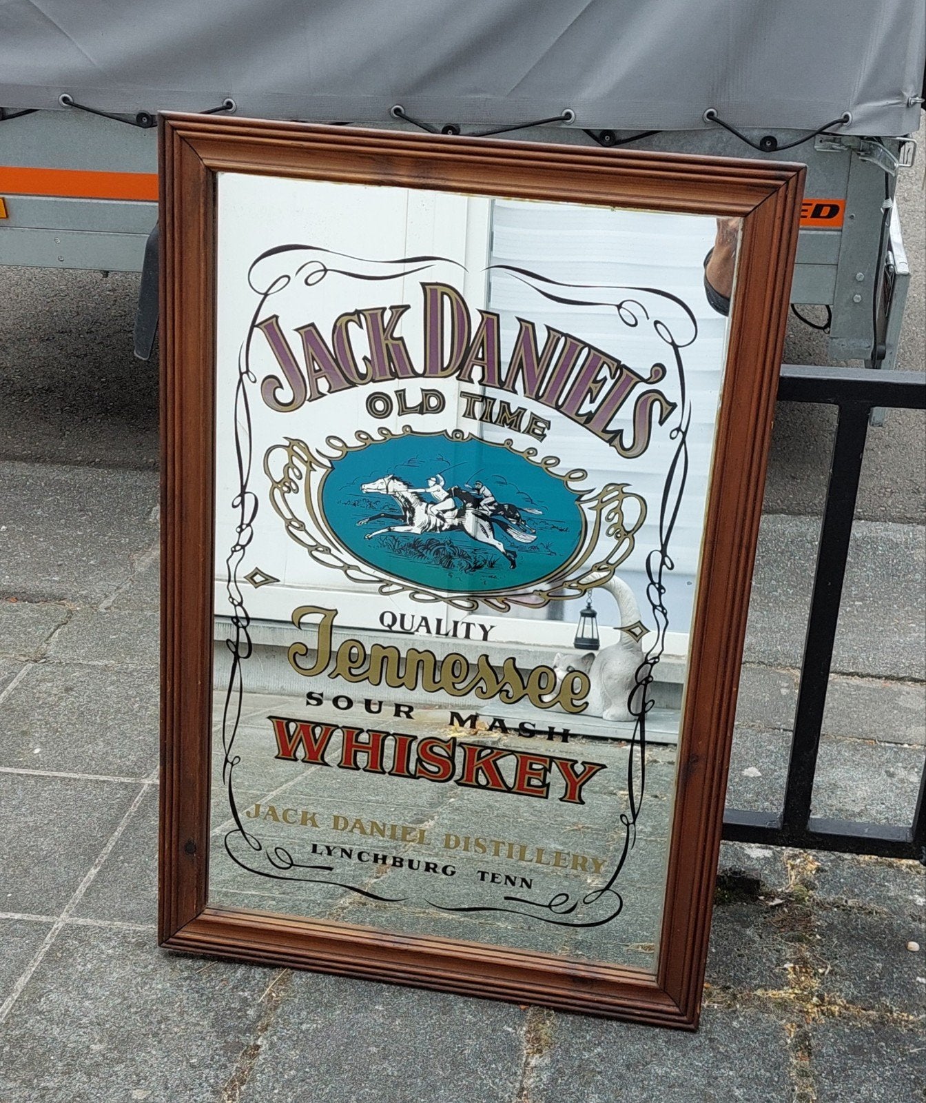 Jack Daniel's vintage whisky grote spiegel, Antiek en Kunst, Ophalen, Rechthoekig, 50 tot 100 cm, 100 tot 150 cm