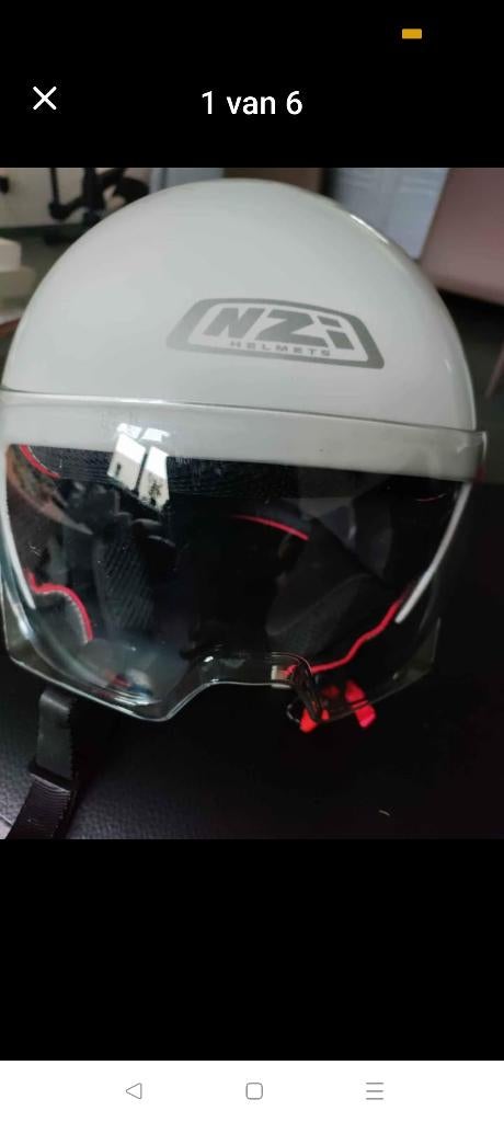 Witte helm voor scooter of brommer NZI Vintage maat M, Fietsen en Brommers, Ophalen, M, Jongen of Meisje, NZI
