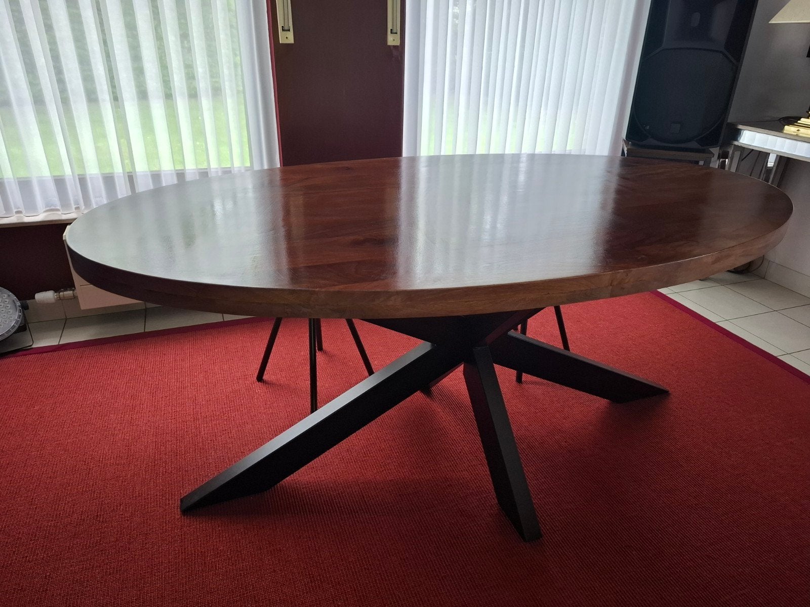 Ovale eettafel 160cm bruin mangohout