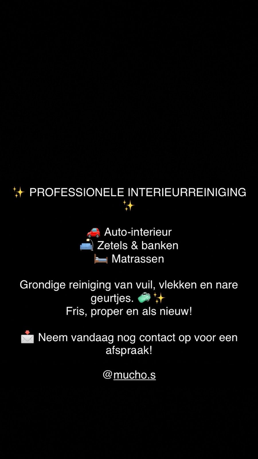 Professionele Interieurreiniging –Auto’s, Zetels Matrassen, Eén persoon