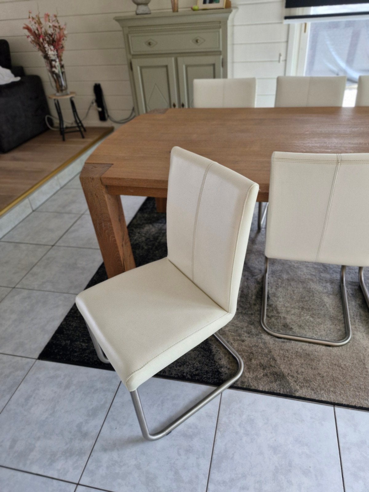 leren witte stoelen, Huis en Inrichting, Ophalen, Gebruikt, Wit, Leer