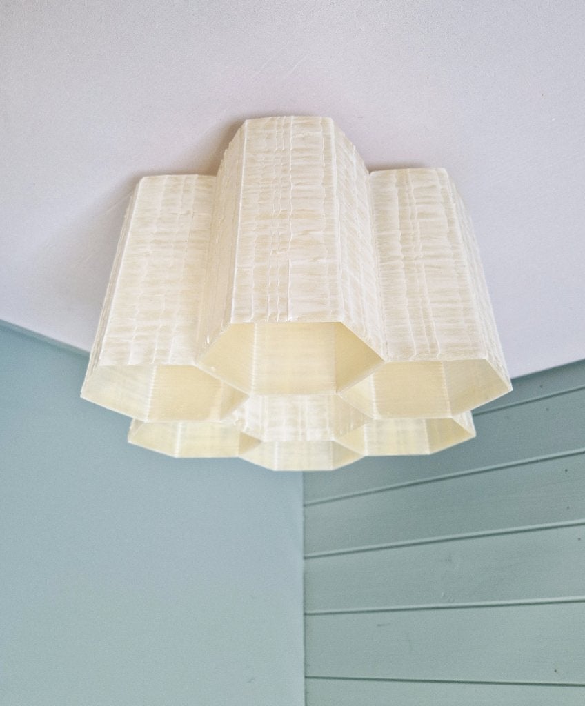 Plafondlamp van glasvezel in honingraat, 1960, Ophalen of Verzenden