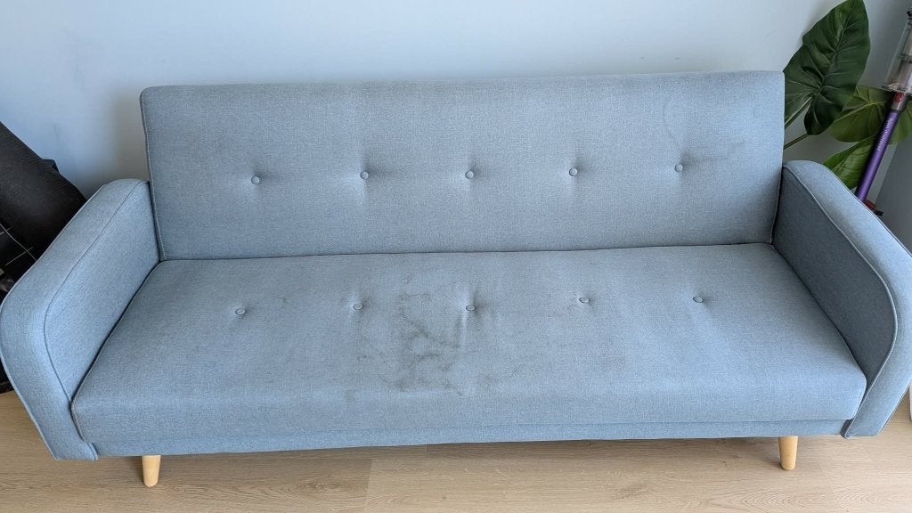 Blauw grjize zetelbank (2m10), Ophalen, Kunststof, Gebruikt, Modern klassiek