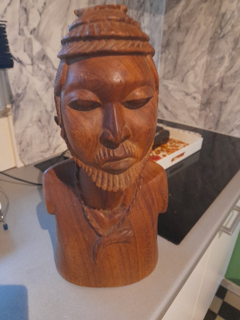 Afrikaanse beeld stamhoofd uit Kenia van ebbenhout, Antiek en Kunst, Ophalen