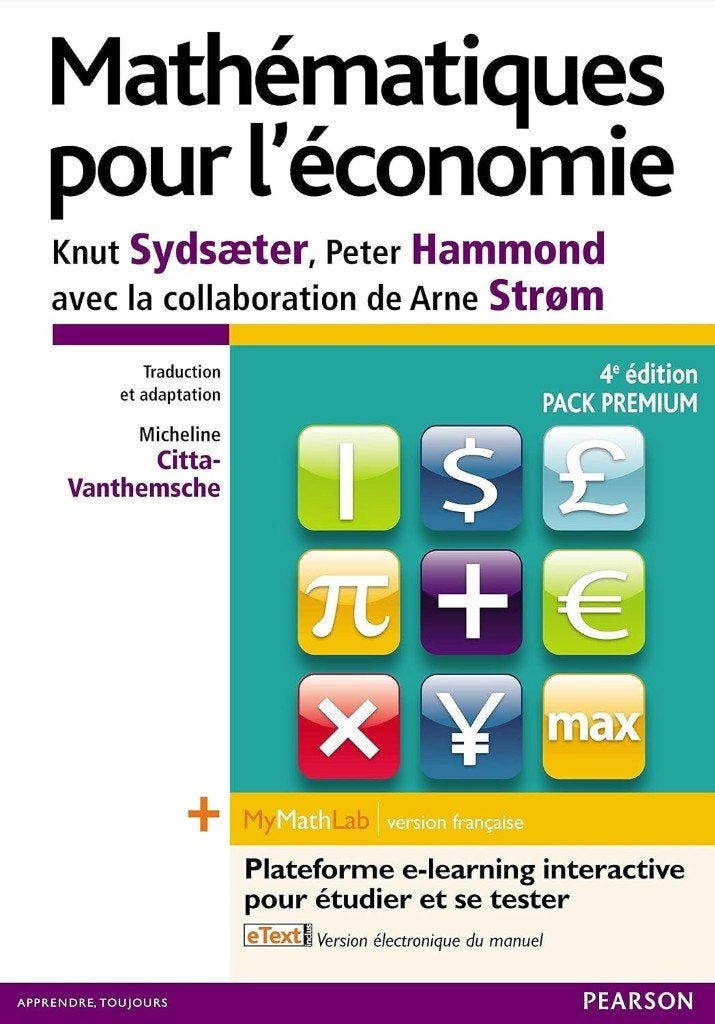 Mathématique pour l'économie, Enlèvement ou Envoi, Comme neuf, Knut Sydsaeter