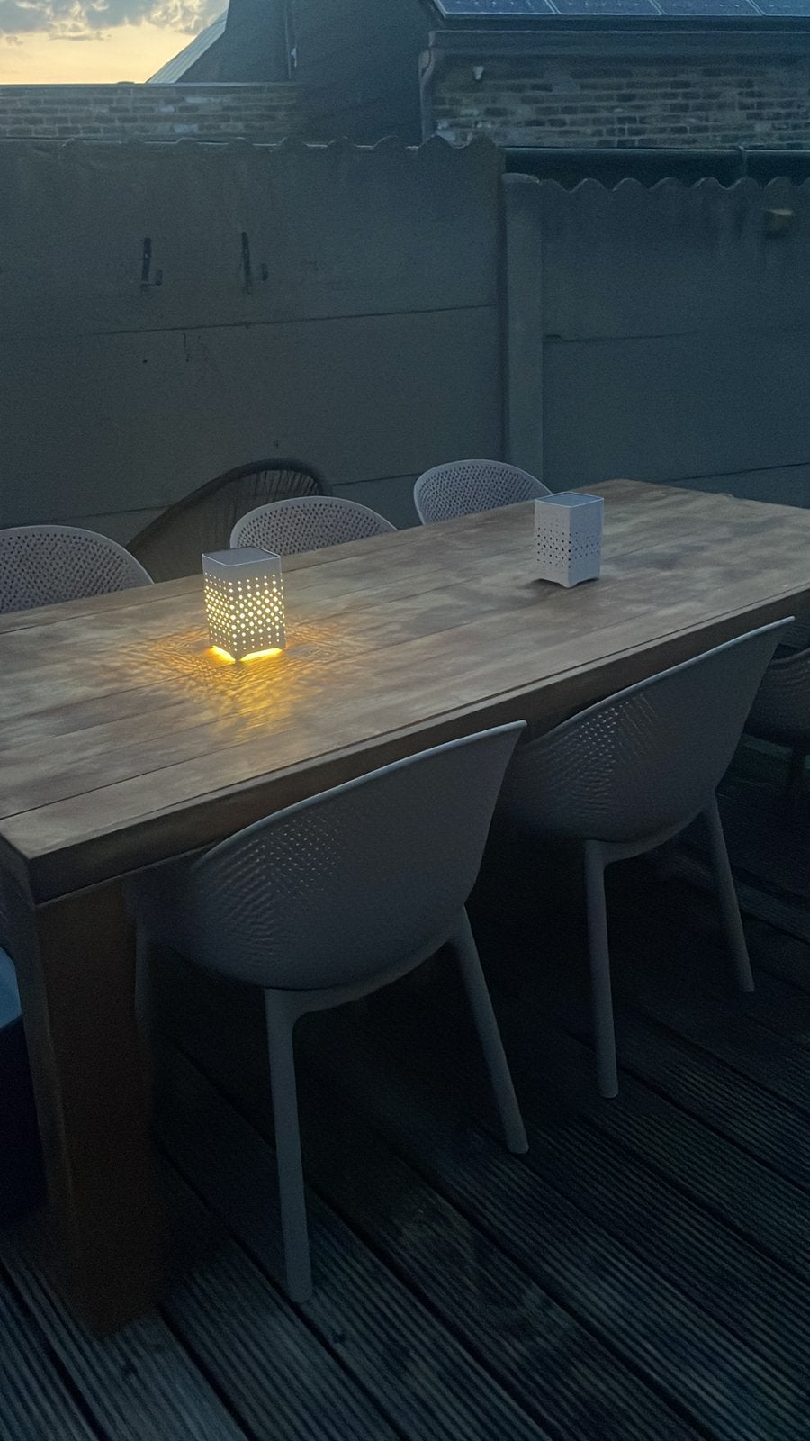 Vol eiken tafel, Tuin en Terras, Ophalen, Gebruikt, Rechthoekig, Hout