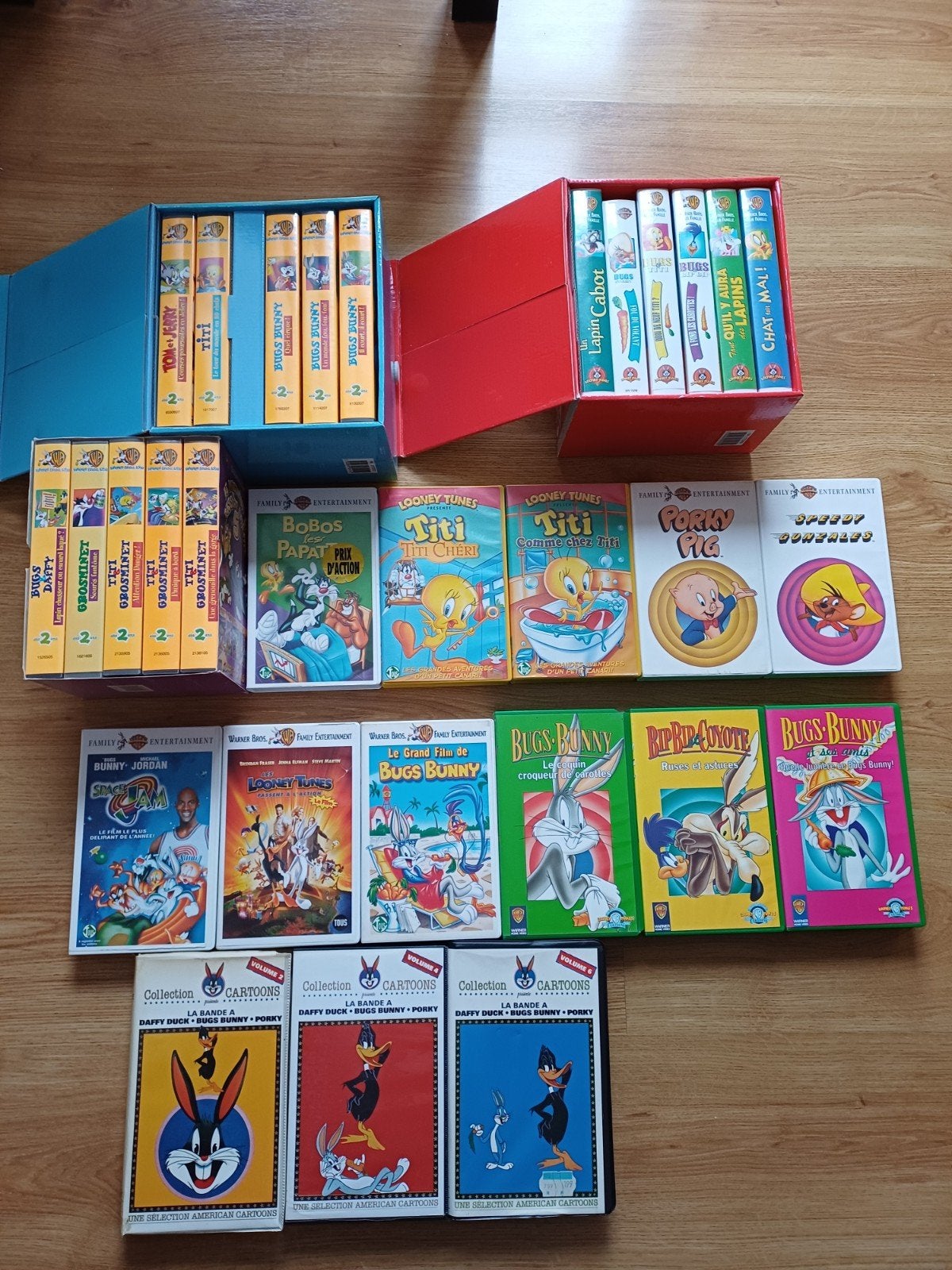 130 VHS Looney Tunes en Tiny Toons, Cd's en Dvd's, Tekenfilm, Ophalen of Verzenden, Zo goed als nieuw, Frans