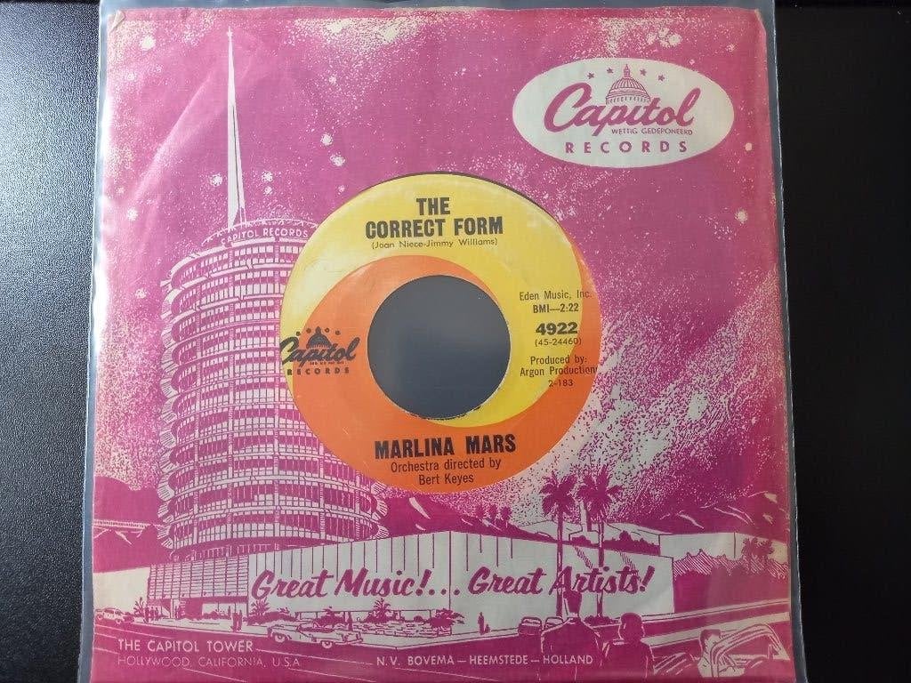 Marlina Mars ‎– The Correct Form '7 " Popcorn Norther soul ", 7 inch, Ophalen of Verzenden, Overige typen, R&B en Soul