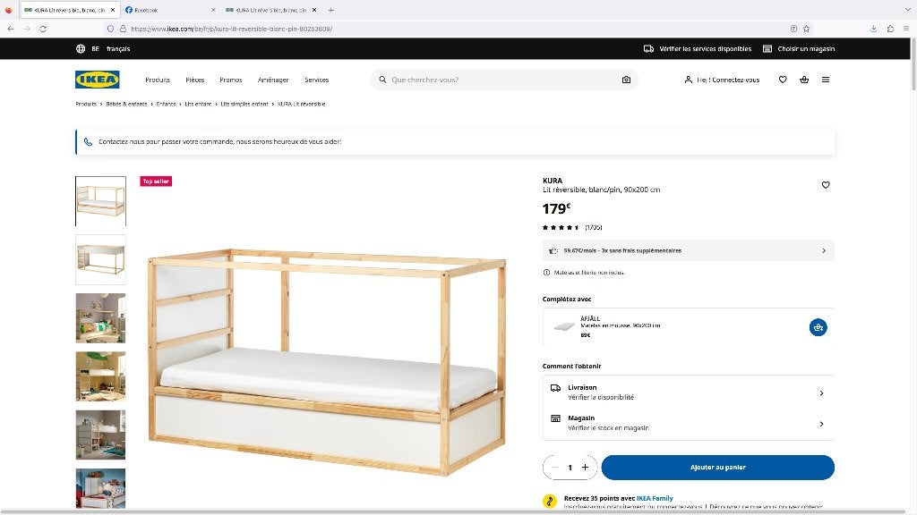 lit enfant Kura ikea évolutif, 100 cm, Une personne, Enlèvement, Utilisé