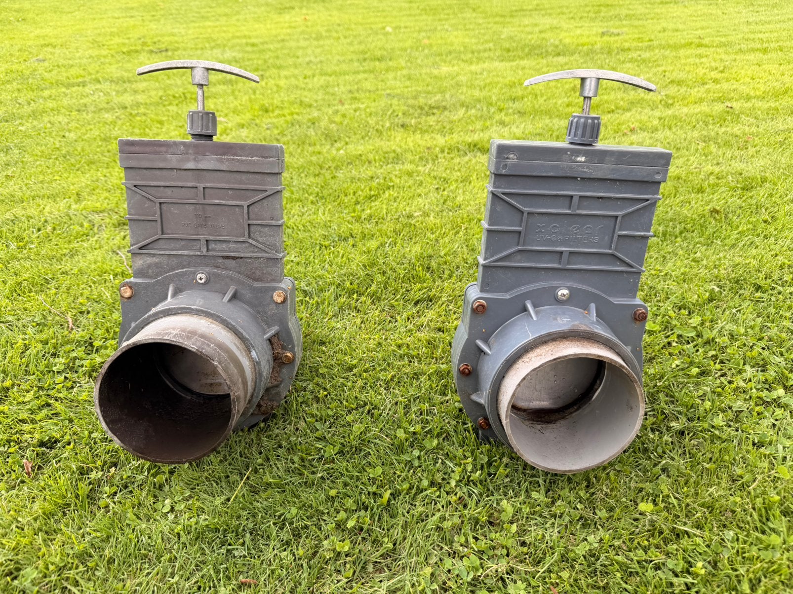 2x schuifkraan 110mm RVS schuif, Jardin & Terrasse, Accessoires pour étangs, Enlèvement ou Envoi, Utilisé, Autres types